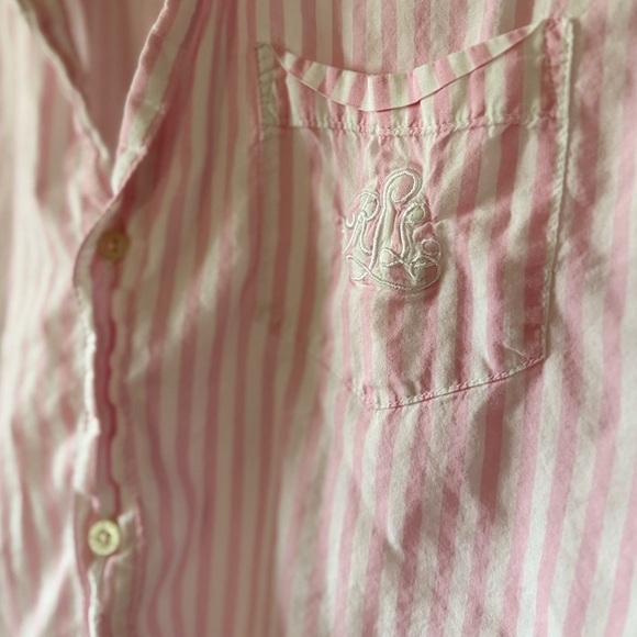 Lauren Ralph Lauren Pink and White Striped Top & Shorts Pajama Set LRL - Picture 2 of 8